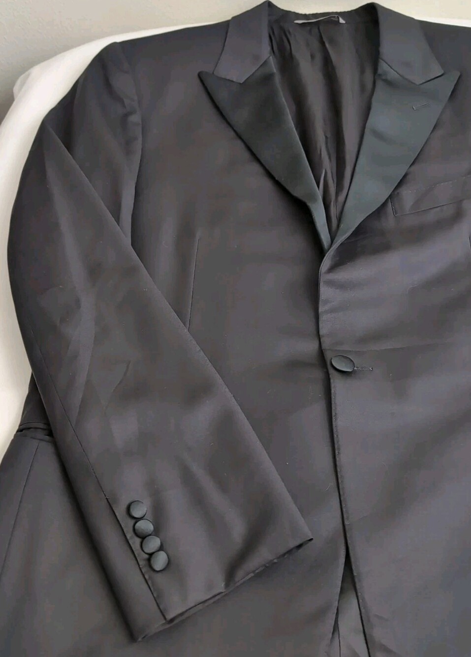 Canali Mens Black Peak Lapel One Button Tuxedo Jacket Size 42R